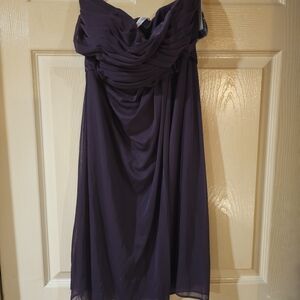 Strapless Draped Evening Dress in Deep Plum